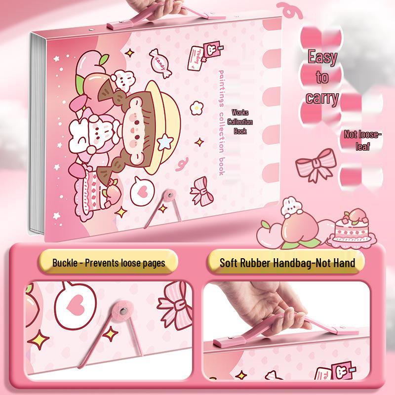 Kaba Bear A3 Portfolio Album: Children's 4K/8K Open Drawing Folder and A2 Sketchbook for Storing and Displaying Artwork