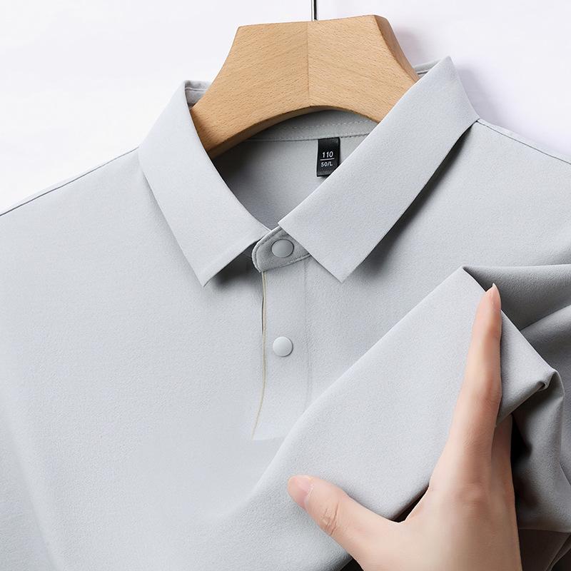 Non-Ironing And Breathable High-End Men'S Medium And Short-Sleeved Lapel Collar T-Shirt Business Casual Solid Color Polo Shirt