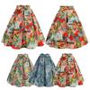 Fusta midi pentru femei cu talie înaltă cu decor cu fundiță Fusta cu tiv mare cu fermoar Fusta retro plisată cu imprimeu floral Fusta până la jumătatea gambei