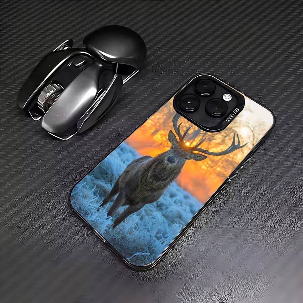 Deer Hunting Phone Case For iPhone17,16,15,14,13,12,11 Plus,Pro Max Colored Silver Plated Inside Cover