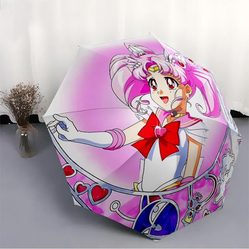 1pc Sailor Moon Automatic Folding Personality Personality Umbrella, Portable Collapsible Design, 8-Rib Iron Frame, All-Season Casual Outdoor Accessory