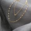 French Starlight Gold Beaded Double Layer Clavicle Necklace - Colorfast Titanium Steel