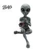 Creative Home Accent Resin Alien with Beer Glass Figurine, Decorative Desktop Ornament, Table Exquisite Hand Carved Statue Decoration for Living Room