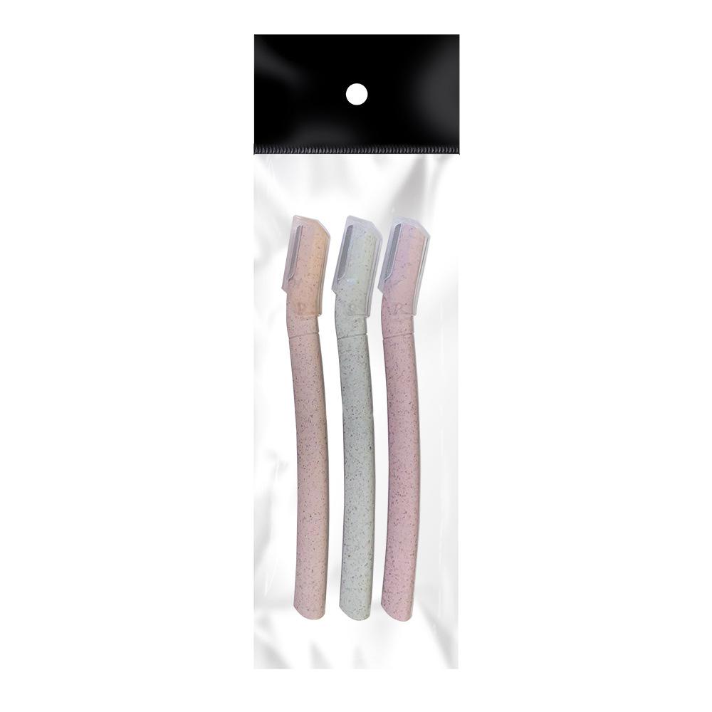 3Pcs/set eyebrow trimmer Portable stainless steel blade Wheat straw type women s eyebrow Beauty tool 3pcs