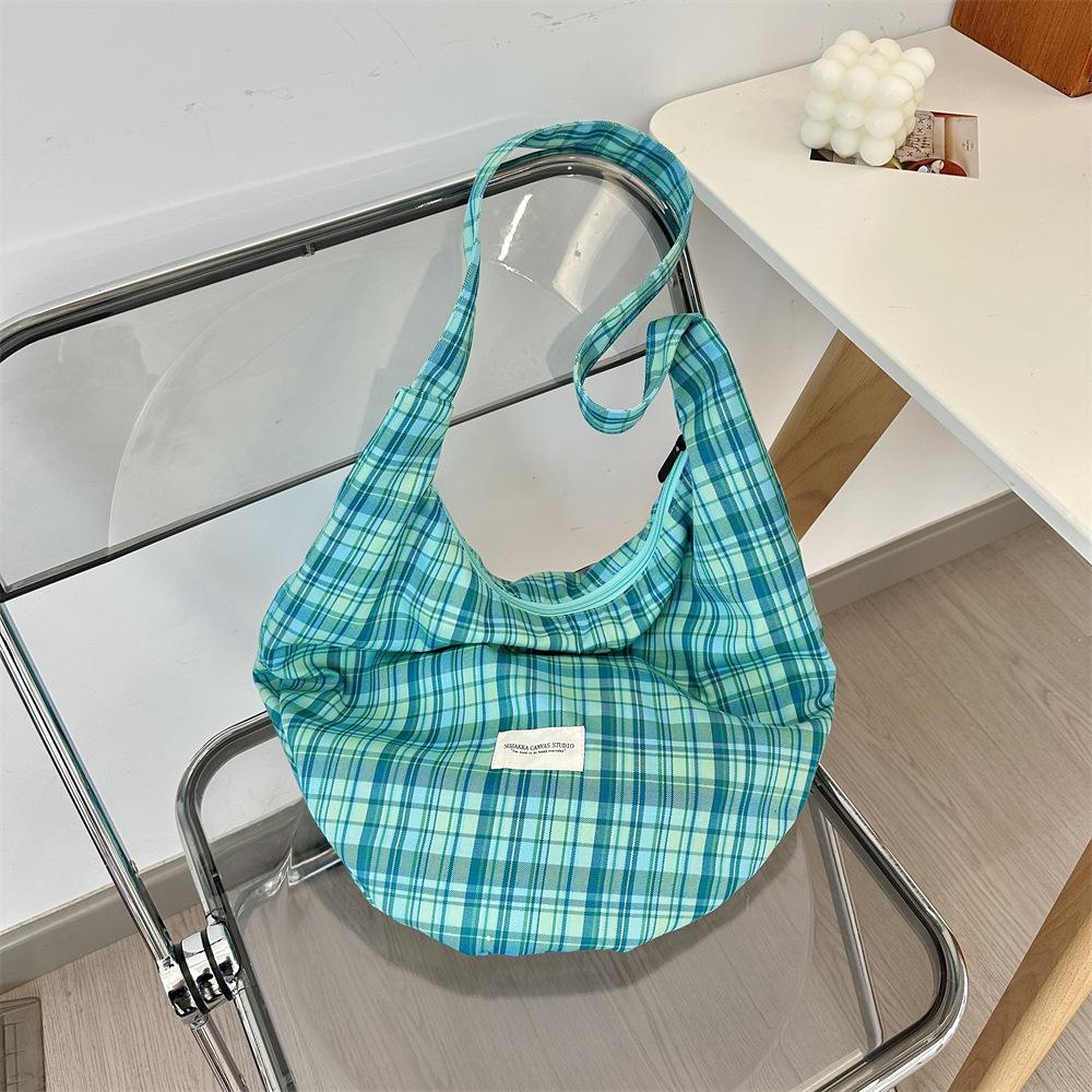 

Сумка через плечо Сумка-пельмень Нишевая ретро клетчатая портативная студенческая сумка для занятий