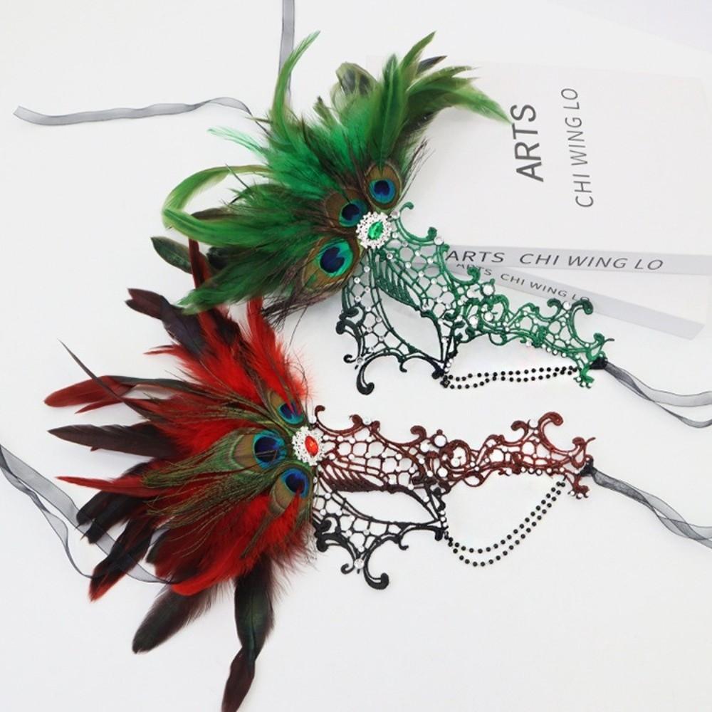 Seductive Style Half-Face  Lace  Mask Feathers Design Masquerade Mask Feather Mask  Makeup Festival