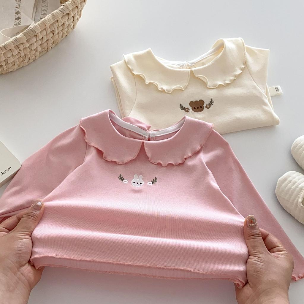 Girls Solid Color Bottoming Shirt 0-5 Years Old Autumn Children's Clothing Baby Cute Rabbit T-shirt Children's Autumn Clothing