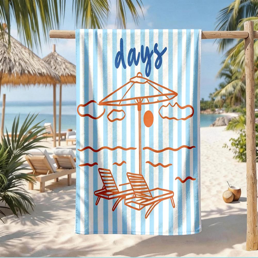 1 peça de Toalhas de Praia Costeiras Retrô Sortidas: La Dolce Vita, Frutos do Mar e Vibe de Verão Toalhas de Praia de Secagem Rápida