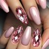 24 Pcs Medium Length Ballet Press On Nails Brown Floral Design Full Cover Detachable Fake Nails Manicure Set