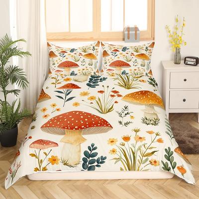 Cartoon-Pilze Bettbezug-Sets Mädchen Jungen Damen Zimmerdeko Kawaii Bettwäschebezug-Set Queen King Einzelbett Doppelbett Größe Ohne Bettdecke