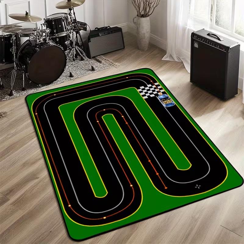 Toy Car City Play Mat Interactive Roadway Rug Educational Non Slip Floor Carpet for Kids Bedroom Playroom Decorative Game Mat