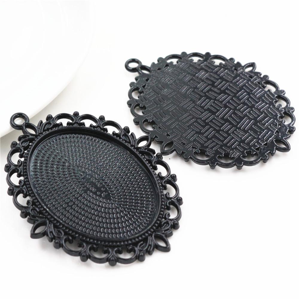 5 Stück 30x40mm Innenmaß 7 Farben Vergoldete Cabochon-Fassung Anhänger Charms