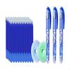 3Pcs Erasable Pens Adults Extra Fine Point 0.5mm for School Writing Supplies Blue