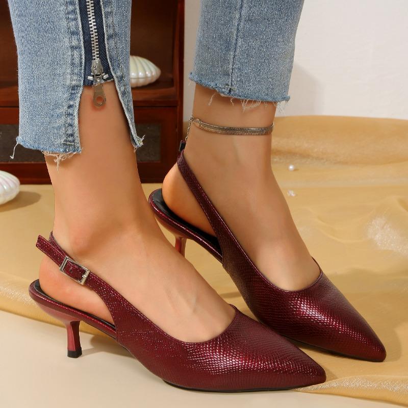 Women's Baotou Sandals Summer New Pointed Head Shallow Mouth with Anti-slip Wear-resistant Heel Shoes