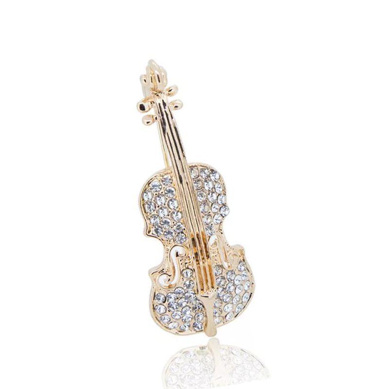 Violin Anti-glare Brooch High-end Women's Suit Corsage Cardigan Shawl Buckle Korean Fashionable and Elegant Brooch