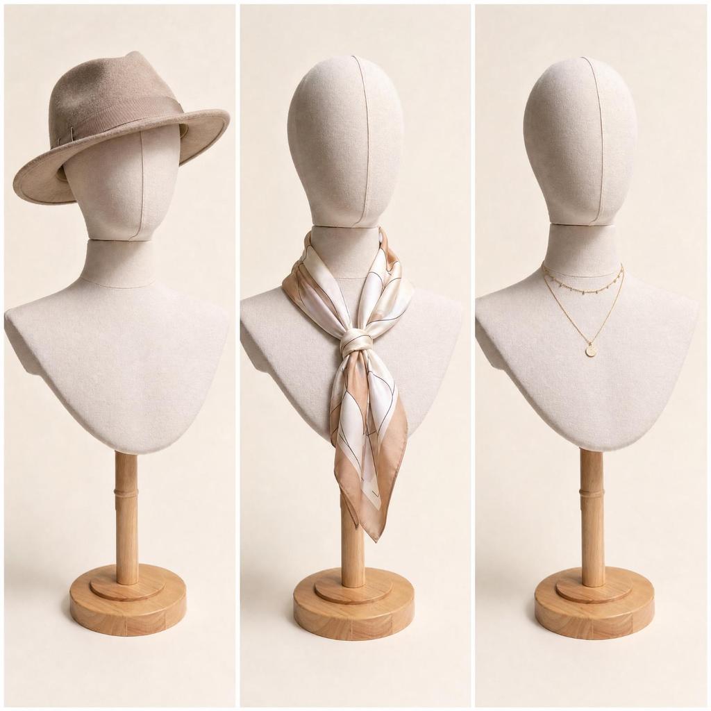 Head and Bust Mannequin Pin-Friendly Accessory Display Freestanding