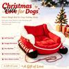 Washable Removable Base Kennel Christmas Sleigh Dog Bed with Non Slip Base, Plush Calming Pet Sofa High Resilience Foam Lounger for Indoor Outdoor,
