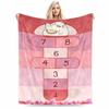 Cute Chicken Hopscotch Keep Warm for KidsFlannel Blanket for Bedroom, Living Room, Sofa, and Nap