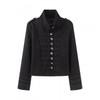 ZA Womens 2026 Fashion Metal Button Half Turtleneck Wool Blend Jacket Slim Fit Casual Outerwear