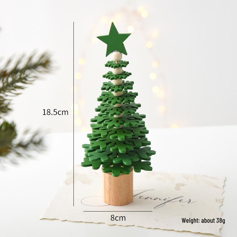 NUCHI Mini Wooden Christmas Tree Desktop Ornament Scene Decor