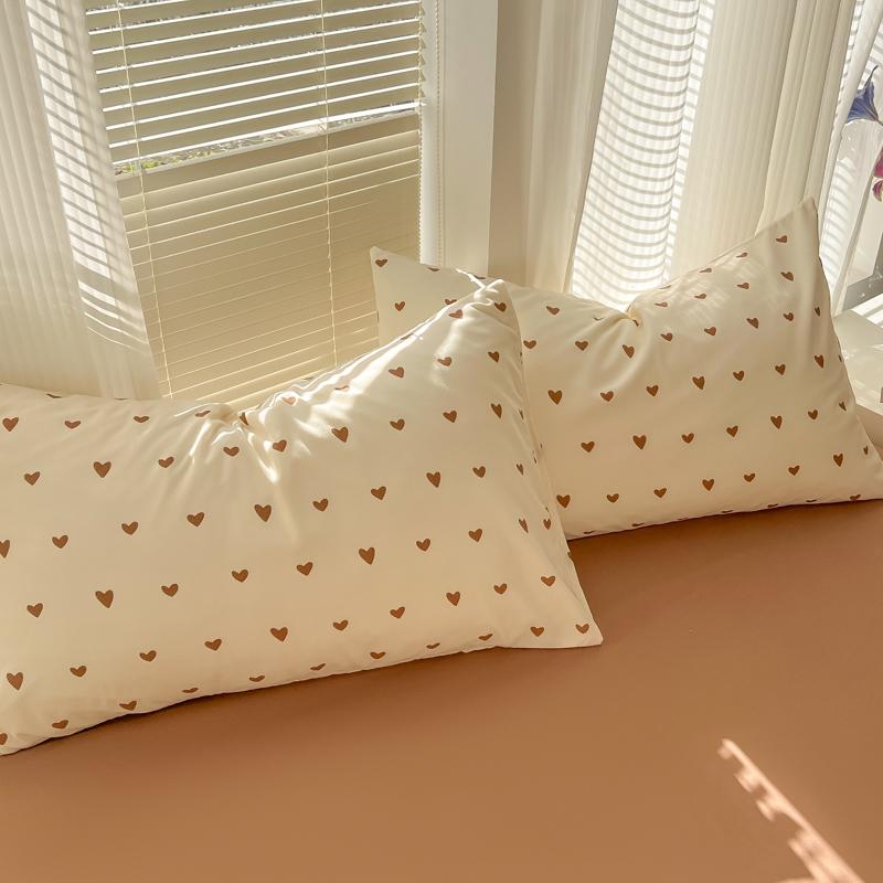2025 Duvet Set Double Yarn Four-piece Set Class A Aerobic Knitted Cotton Printed Love Bed Cover Skin Friendly Breathable Bedding