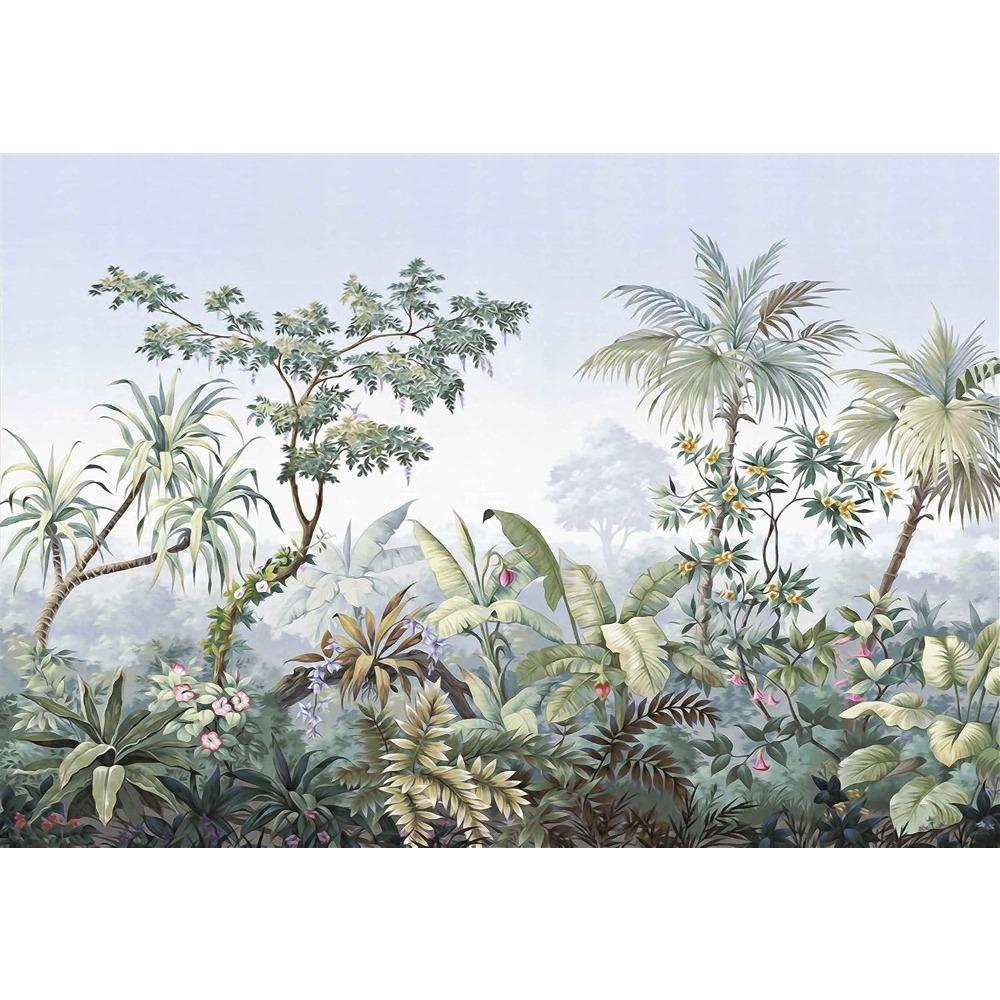 Vintage Hand‑Painted Tropical Jungle Wall Mural Palm Leaf Floral Wallpaper