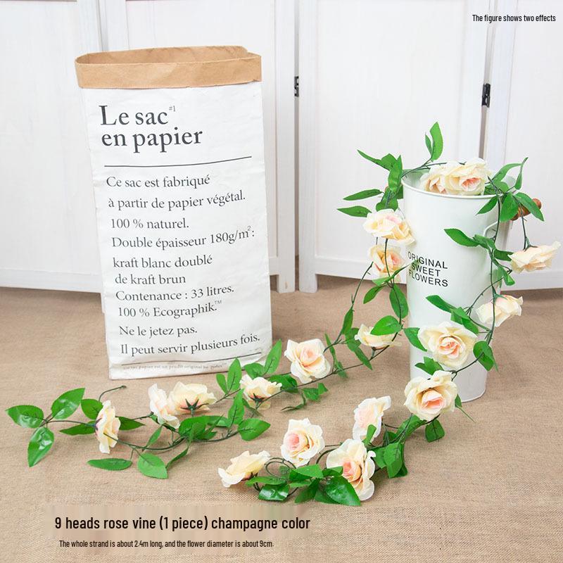 Artificial Rose Flower Vine for Indoor Decoration: Ceiling Hanging & Living Room Decor