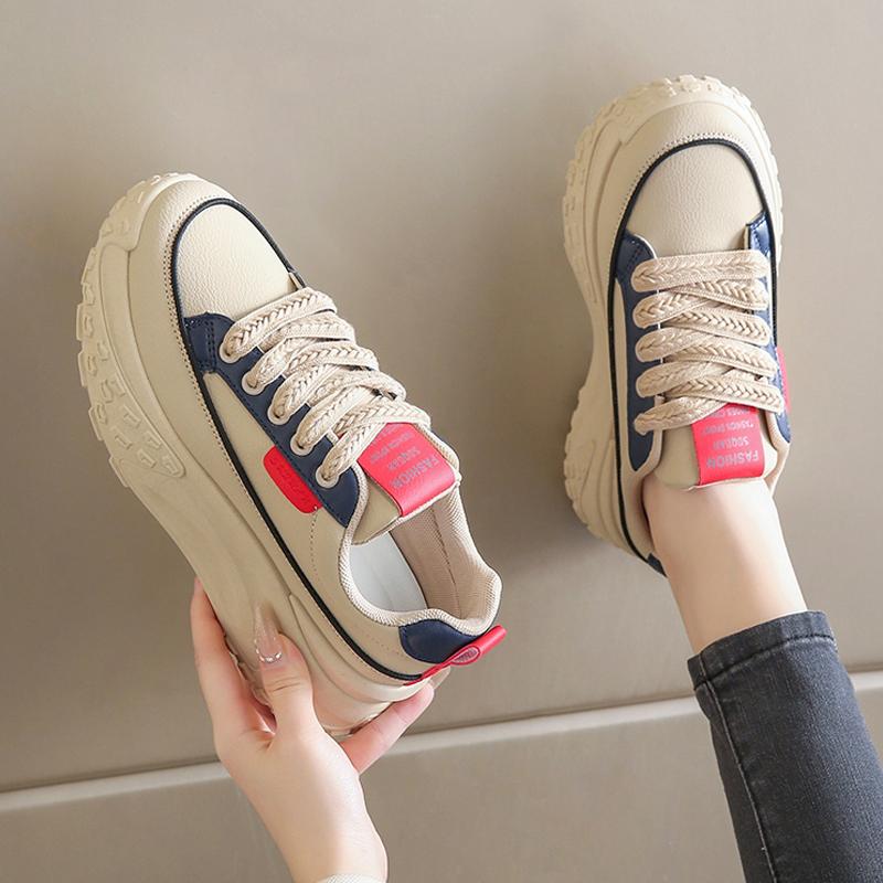 New spring and autumn tire sole sneakers with wide-leg pants heightening shoes lightweight dad shoes