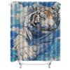 White Tiger In Waves Design Waterproof Shower Curtain Heat Resistant Machine Washable Non-Transparent 180x180cm