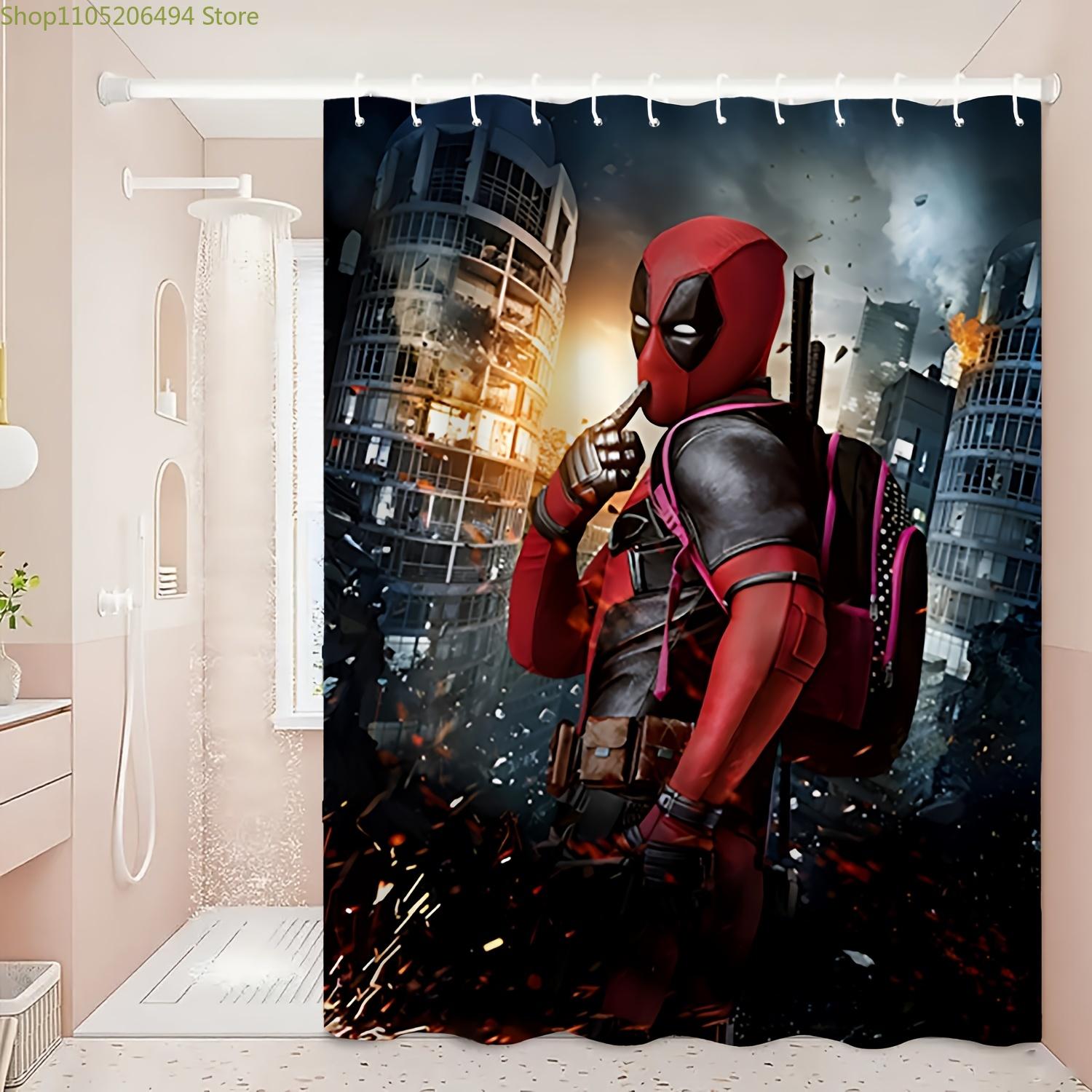

A Printed Shower Curtain Featuring a Deadpool City Ruins Theme, Made of Durable Polyester Fabric, Suitable for Cozy Home Bathr 90x180cm