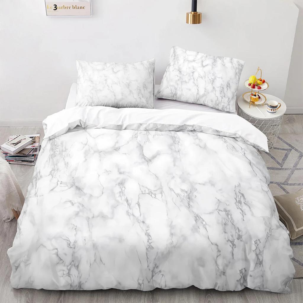 Marble Duvet Cover Set KingQueen Size White Gold Abstract Marble Texture Printed Bedding Polyester Quilt Cover Luxury