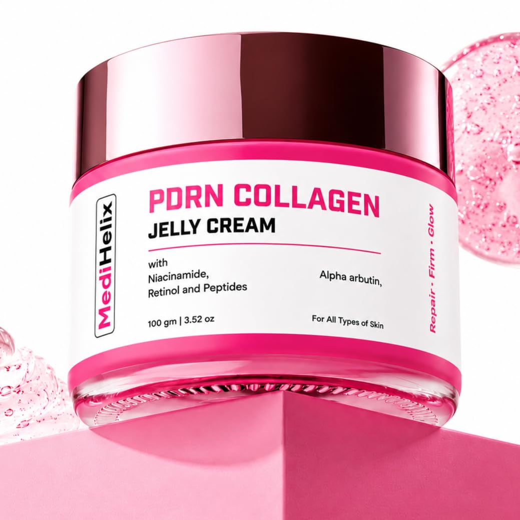 MediHelix 100g / 3.52 oz PDRN Collagen Jelly Cream for Face - Glass Skin Moisturizer with Niacinamide, Retinol & Peptides - Firming & Repairing Ant