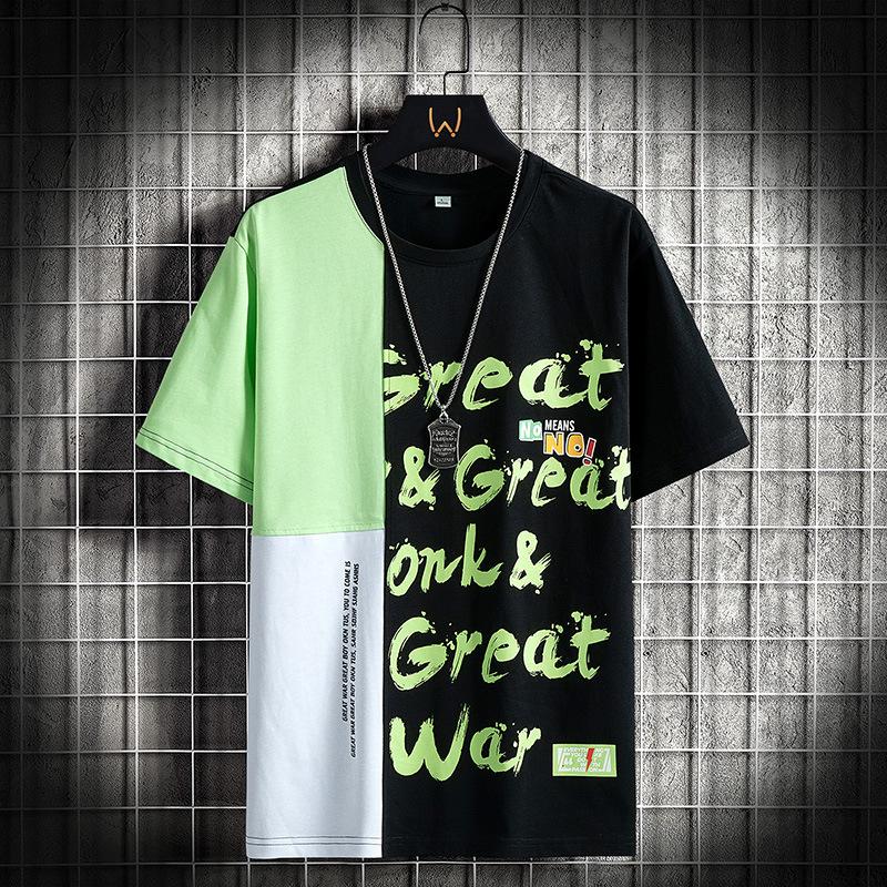 

Мужская футболка с коротким рукавом Мужская летняя свободная повседневная футболка с коротким рукавом XXXXL чёрный