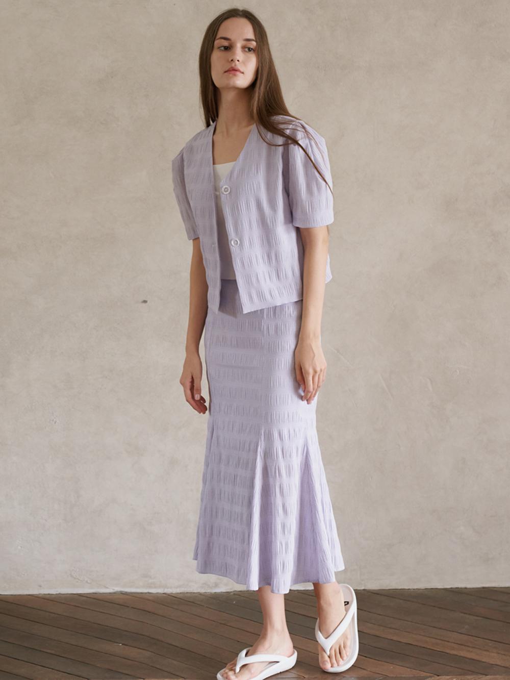 Avang Check Puff Blouse Jacket - Lavender