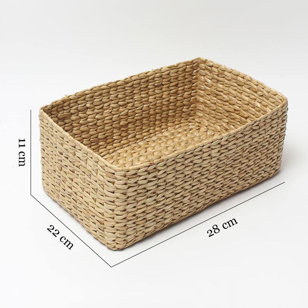 Storage Baskets | Cane Or Bamboo Basket | Gift Hamper Basket | Wardrobe Organiser (Medium), Rectangular, Beige