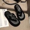 Fashion Flock Patchwork Leather Flip Flops Women Famous Jandal Sandals Platform Thong Slippers Female Beach Slides Shoes Pantuflas 2025