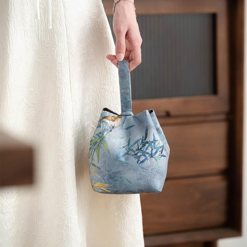 Chinese Style Teacup Teapot Drawstring Pouch Print Portable Teaware Storage Bag Multifunctional Breakage-proof