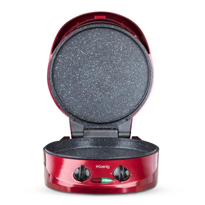 HKOENIG Express Pie Maker - TRT180 - Pizza Oven - Multifunction Multicooker - Temperature Up To 210°C - Red - 1800W