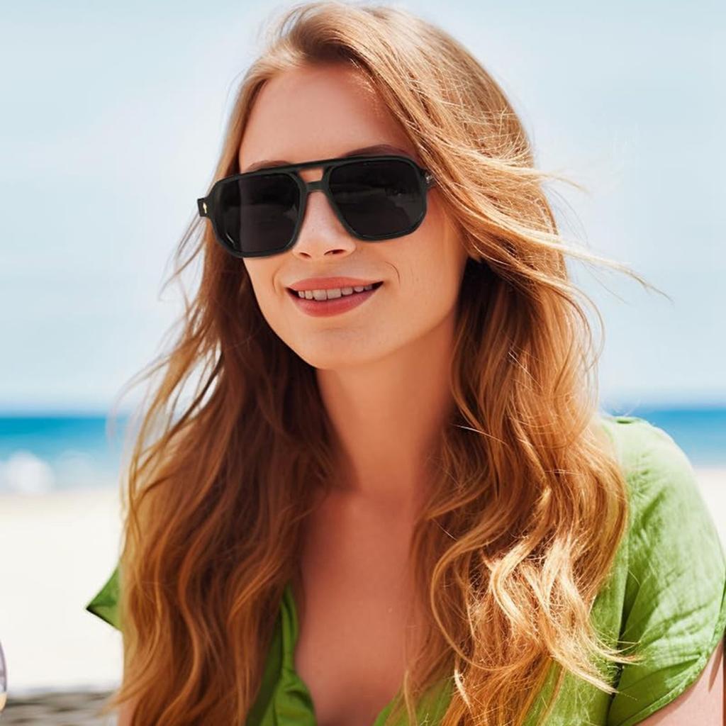 New Fashionable Men's Double Beam Sunglasses, Pilot's Retro Casual Driving Sunglasses, UV Protection