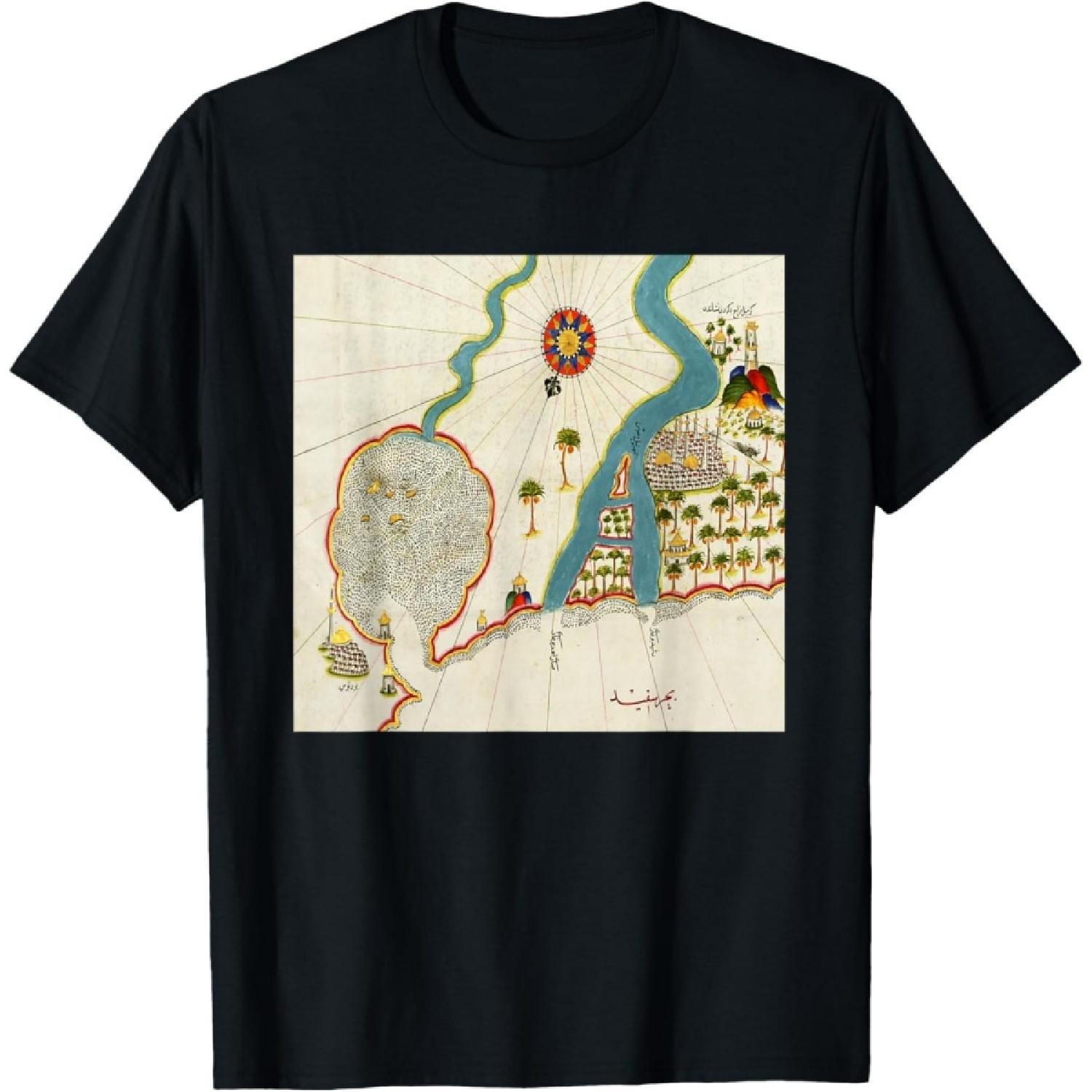Piri Reis Map of the River Nile - Egyptian Cartography Egypt T-Shirt S
