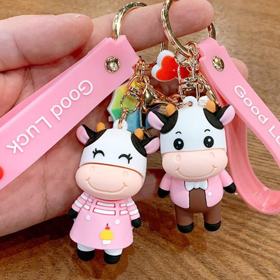 Breloc Papușă Vacă Desene Animat Geantă de școală Pandantiv Breloc pentru mașină Portar cheie pentru cuplu Cadou