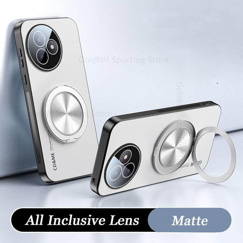 360° Ring Stand Holder Phone Matte Case For Redmi K80 Ultra Camera Lens Film Full Protection Back Cover For Redmi K80 Pro Fundas Shockproof Cover