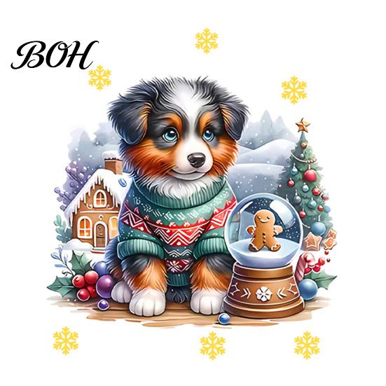 Creative Holiday Gift Stickers Christmas Cute Puppy Wall Stickers, PVC Waterproof Decals, Peel And Stick Animal Decorative Decals Art Decor