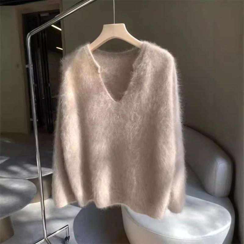 Withdrawal autumn and winter new milk huhu gentle soft waxy blue mohair sweater knitted cardigan jacket