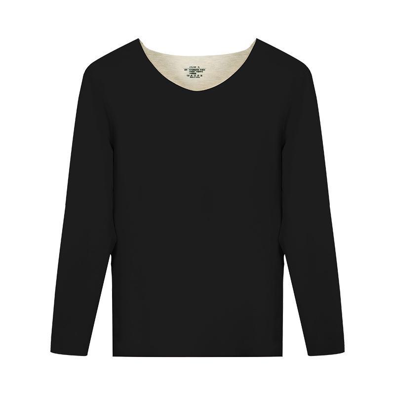 Herren Nahtloses Thermisches Oberkörper Langarm Samt Basisschicht für Herbst und Winter