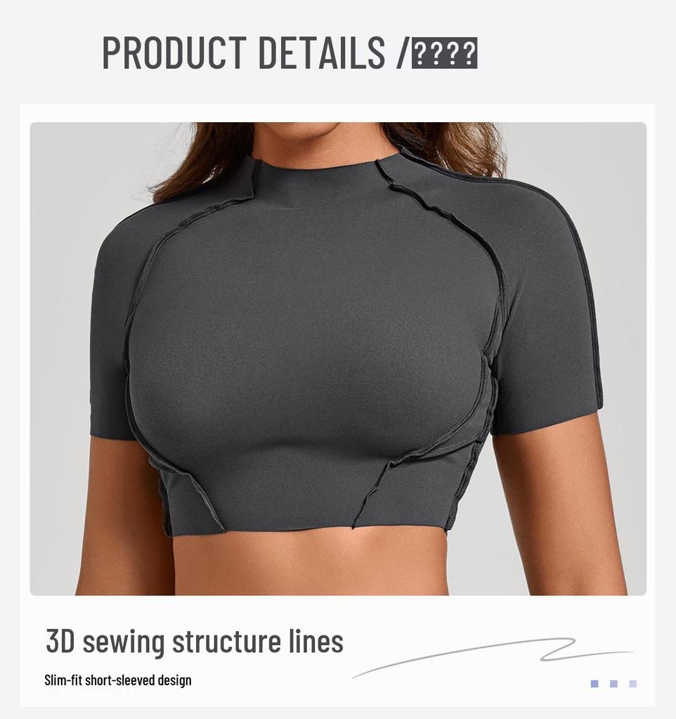 European & American 3D Patchwork Quick-Dry Yoga Set: Tight Short Sleeve & Shorts