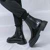 Men’s Retro Punk Thick Sole Platform Boots Black Chelsea Motorcycle Boots High Boots Plus Size