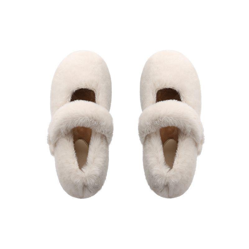 

2025 новые туфли Мао Мао милые бархатные нежные теплые хлопковые туфли с круглым носком шапочки женские осенне-зимние 40