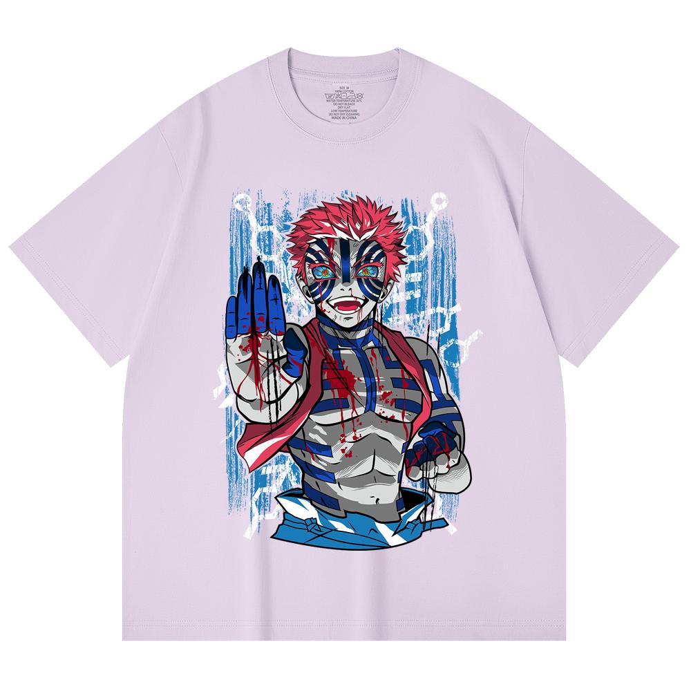 230 Gsm 100% Cotton Demon Slayer V79 Akaza Print Unisex Heavy Cotton T Shirt