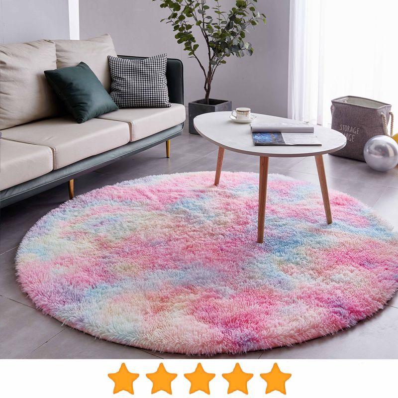 Round Carpet For Living Room Stain-Resistant Sofa Cushion Coffee Table Mat Bedroom Bedside Rug Hanging Basket Pad Decor